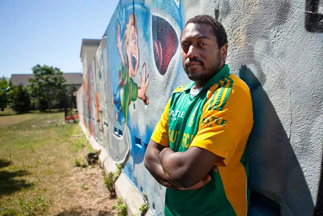 WallTherapy founder Dr. Ian Wilson at the Troup Street mural where the seeds of the annual festival were planted in 2011. - FILE PHOTO
