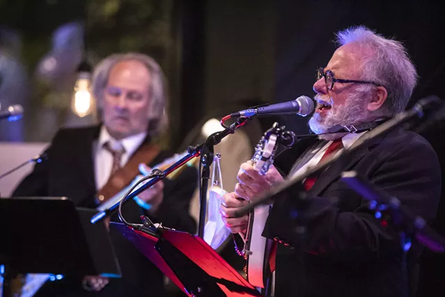 Steve Piper and Tom Whitmore of Watkins & the Rapiers play a song as part of Rochester fringe Festival's "Singing Serling" on Sept. 22, 2021. - PHOTO BY MATT BURKHARTT