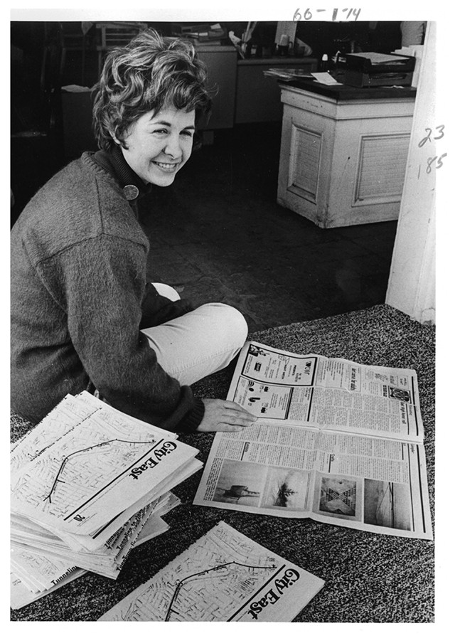 Mary Anna Towler with a copy of CITY/East in 1975. - PHOTO COURTESY OF THE DEMOCRAT AND CHRONICLE
