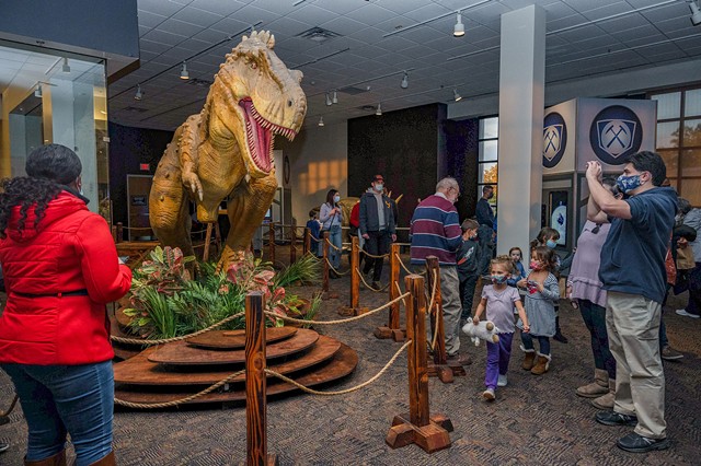 RMSC's "Expedition Dinosaur" exhibit is for dino-lovers of all ages with life-sized animatronic creatures and interactive games. - PHOTO BY JACKIE MCGRIFF, COURTESY ROCHESTER MUSEUM & SCIENCE CENTER
