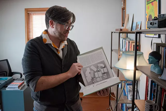 The art and research of Eryk Salvaggio, seen here in his home office, questions the way society and artificial intelligence interact. - PHOTO BY JACOB WALSH