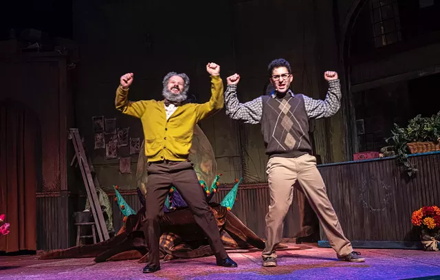 JCC CenterStage Artistic Director Ralph Meranto, left, plays Mr. Mushnik alongside Marc Cataldi's Seymour Krelborn in "Little Shop of Horrors." - PHOTO BY STEVEN LEVINSON