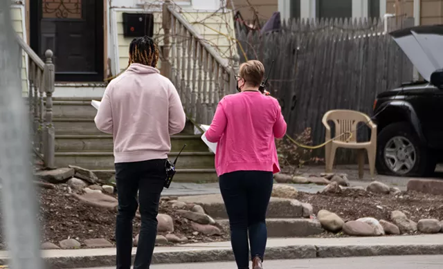 Social workers Dré Johnson and Renee Brean head to the scene of a call for a man in crisis. - PHOTO BY JACOB WALSH