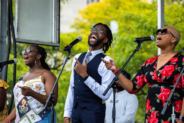 Musicians sing during Gospel Sunday at Rochester Fringe Festival. - PHOTO BY MATT BURKHARTT