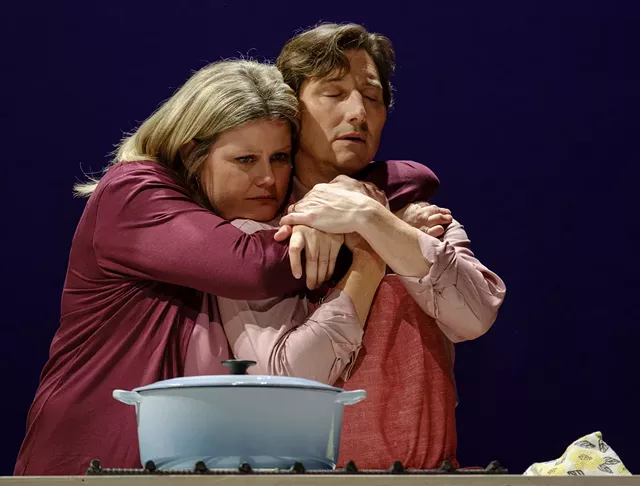 Beth Winslow as Charlotte and John Winter as James in "On the Market." - PHOTO BY LOU SCHNEIDER