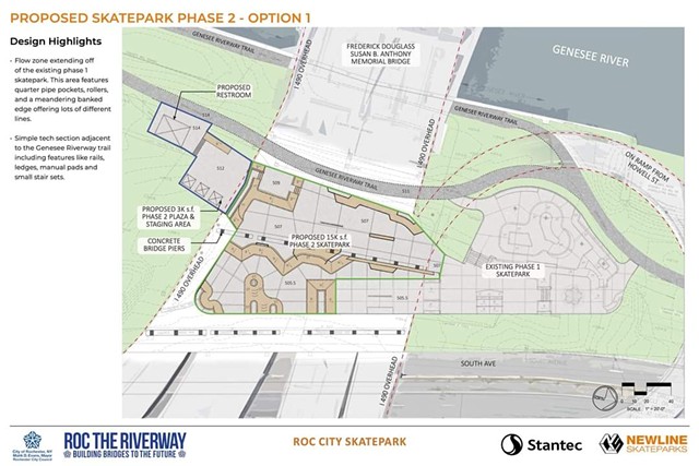 Option one for the concept of the Roc City Skatepark expansion. - CITY OF ROCHESTER