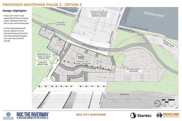 The third option for the skatepark expansion's design. A fourth option plans to be made using feedback from skaters. - CITY OF ROCHESTER