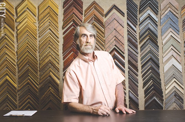 Rod Burleigh, owner of Pitttsford Picture Framing. The company relocated to NOTA from Pittsford, but kept its name. - PHOTO BY MARK CHAMBERLIN