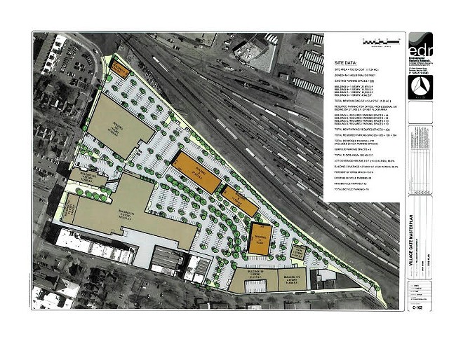 N Goodman Street is on the left in the above design. The three structures colored in brown are the three new buildings planned to open this summer. Building A is already under construction. - PROVIDED IMAGE
