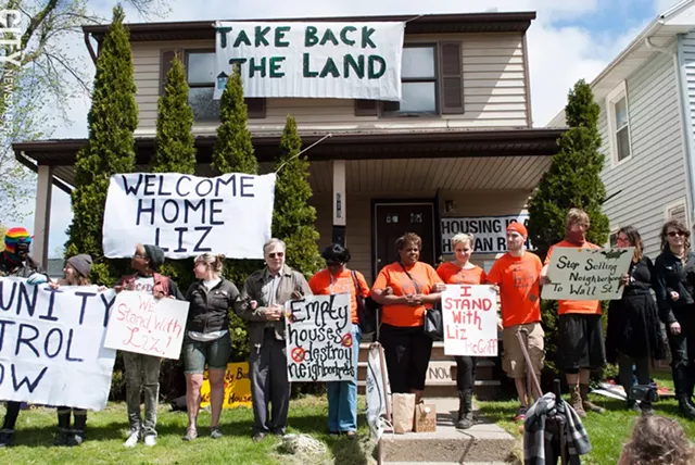 Elizabeth McGriff, with the support of Take Back the Land, has reoccupied her home on Cedarwood Terrace. - PHOTO BY JEREMEY MOULE