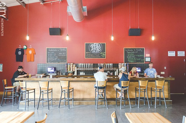 Three Heads Brewing's tasting room opened on Atlantic Avenue in June. - PHOTO BY MARK CHAMBERLIN