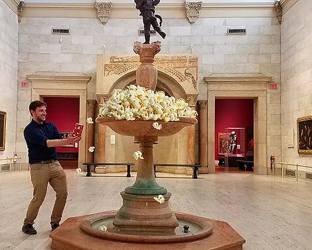 The Little’s Scott Pukos leads the movie-themed “Little DeTOUR” at the Memorial Art Gallery. Fountain full of popcorn not guaranteed. - PHOTO PROVIDED