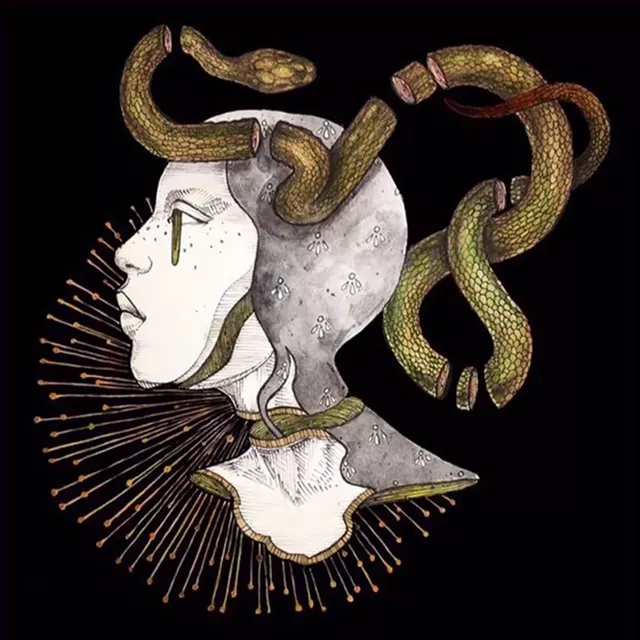 Hill uses some combination of pen and ink, watercolors, and acrylic paint to create her portraits of women adorned with bits of natural ephemera. - COURTESY SHAWNEE HILL