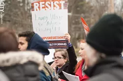 Nazareth adjuncts held a rally earlier this year in favor of joining a union. - FILE PHOTO