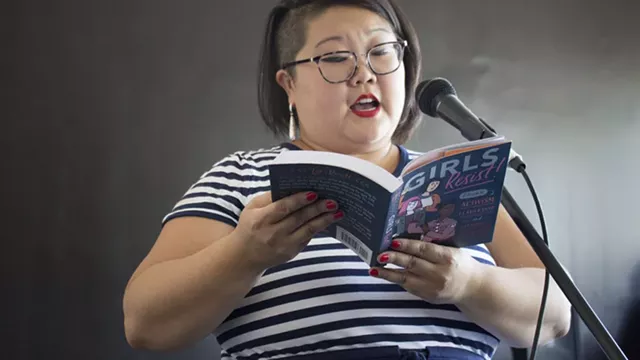 KaeLyn Rich reads from her book at The Avenue Black Box Theatre. - PHOTO COURTESY JULIAN FOR RCTV MEDIA