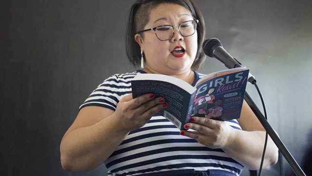 KaeLyn Rich reads from her book at The Avenue Black Box Theatre. - PHOTO COURTESY JULIAN FOR RCTV MEDIA