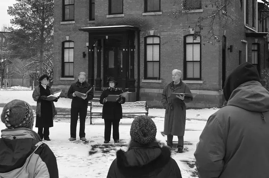 Corn Hill historian Jim DeVinney (far right) and castmates presenting last year’s “Memories of a New Year’s Day” tour. Photographer: Ira Srole. - COURTESY OF JIM DEVINNEY