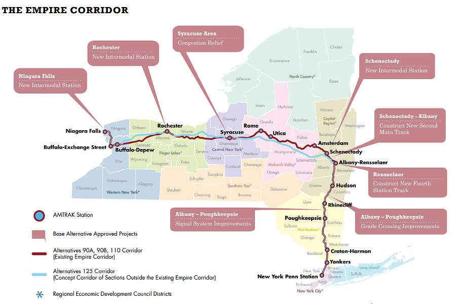The so-called Empire Corridor contains 463 miles of track from Niagara Falls to New York City. - IMAGE PROVIDED BY NYSDOT