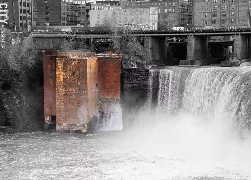 The former RG&E station Four was purchased by Greentopia in 2013 could be converted to an overlook. This photo was modified to highlight the building's location. - PHOTO ILLUSTRATION BY JACOB WALSH
