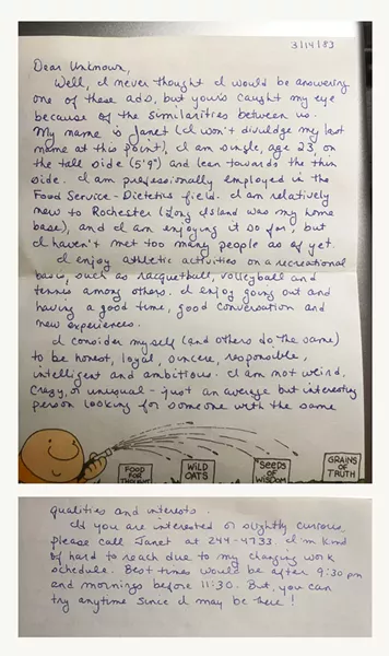 Janet Brzowsky's reply to Box 1088. - PHOTO PROVIDED
