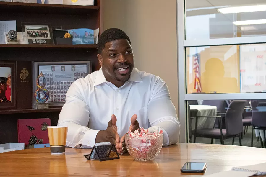 Adrian Hale, 31, an executive at the Greater Rochester Chamber of Commerce, is considered by many political observers to be a potential candidate for mayor in 2021. He says he currently has no plans to run. - PHOTO BY JACOB WALSH