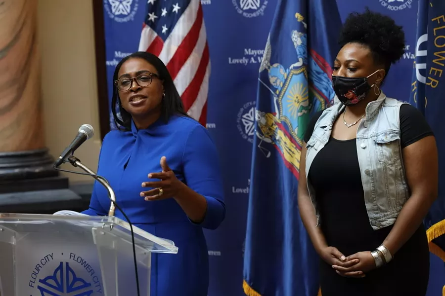 Mayor Lovely Warren addressing media on Sept. 3, 2020. She faces criminal charges for alleged campaign finance violations and could use her campaign funds to pay for her defense. - PHOTO BY MAX SCHULTE