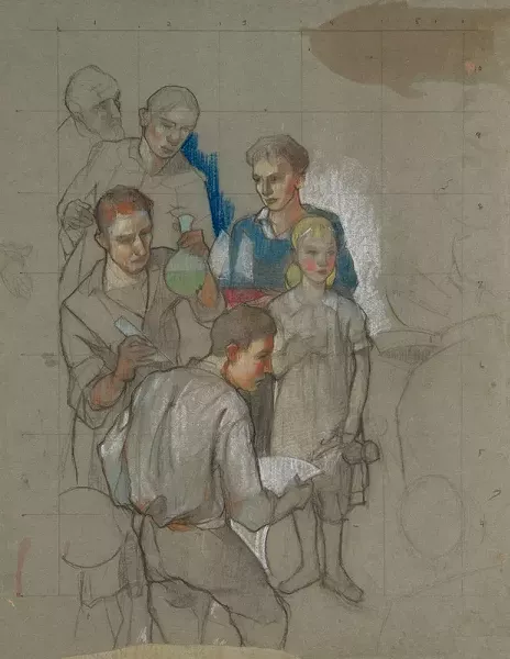 This study for the "Contemplative Life" mural is part of the "Art for the People: Carl W. Peters and the Rochester WPA Murals" exhibit, currently on view at the Memorial Art Gallery. - PHOTO PROVIDED