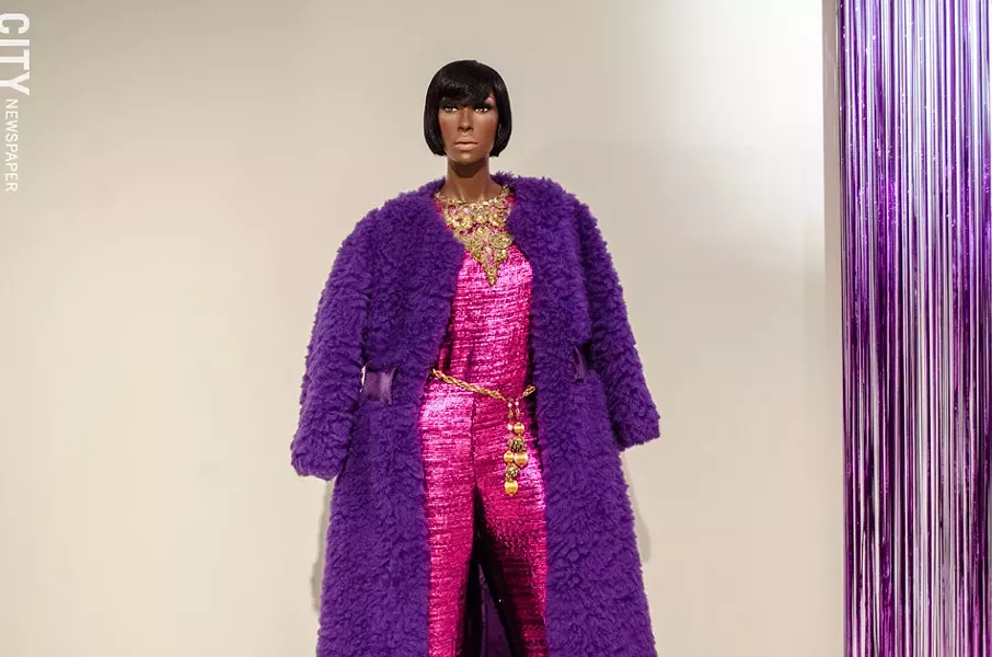 Angelo Marani's denim, lace, and fur day ensemble from the fall/winter 2005-06 season. - PHOTO BY MARK CHAMBERLIN