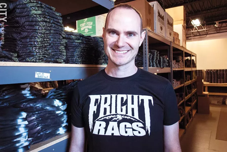 Ben Scrivens started Fright Rags in 2003 as a way for him to combine his childhood love of horror with his graphic design talent. - PHOTO BY RYAN WILLIAMSON
