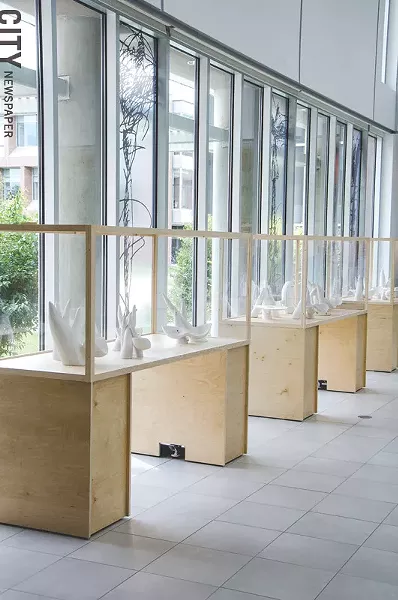 An installation view of some of Castle's urethane models at RIT's University Gallery. - PHOTO BY MARK CHAMBERLIN