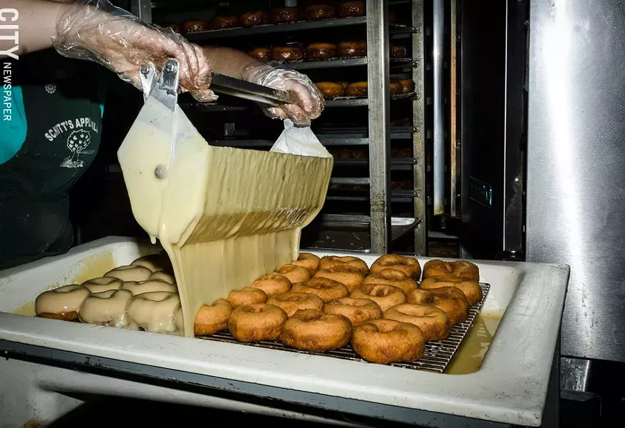 Schutt's Apple Mill in Webster has been making fried cakes for 23 years. - PHOTO BY MARK CHAMBERLIN