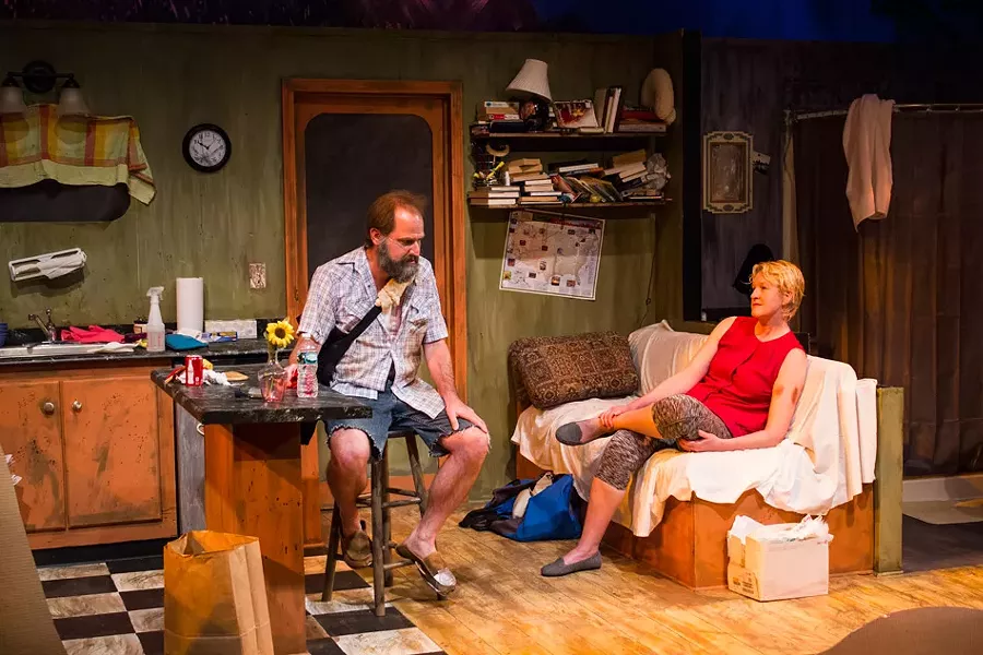 Blackfriars Technical Director Dave Baxter built a running shower for the set of "Annapurna" during the 2015-16 season. - PHOTO PROVIDED