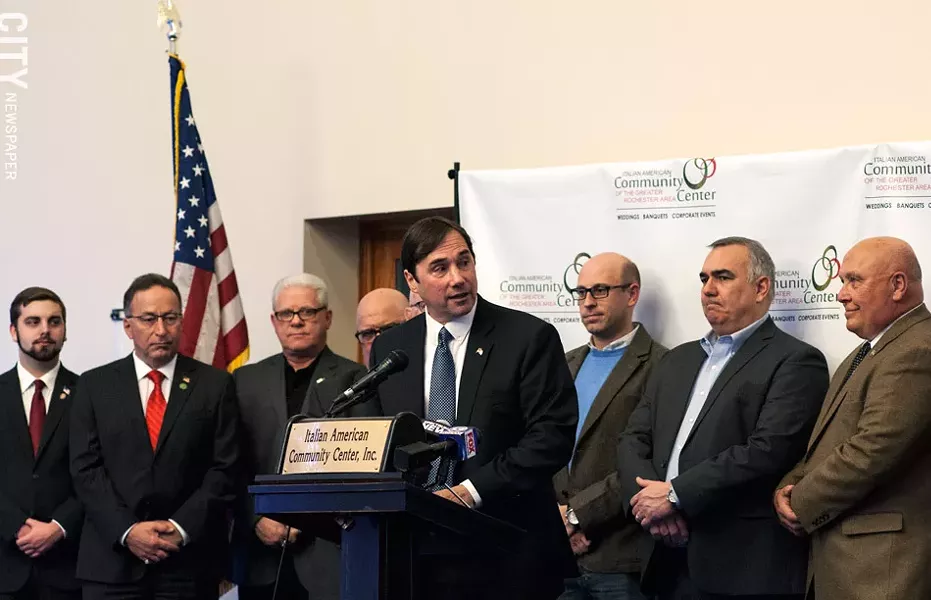 Republican Gates Supervisor Mark Assini announces that he won't run against Democratic House Representative Louise Slaughter this year. - PHOTO BY JEREMY MOULE