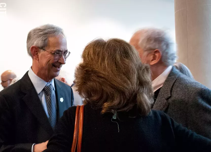 UR President Joel Seligman at a reception at the Memorial Art Gallery following his farewell address last week. - PHOTO BY RENÉE HEININGER