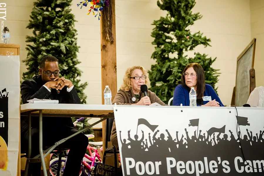 (From left to right) The Reverend James Simmons of Baber AME Church; Sister Grace Miller of House of Mercy; and Suzanne Flierl Krull of the Cuba Cultural Center. - PHOTO BY JOSH SAUNDERS
