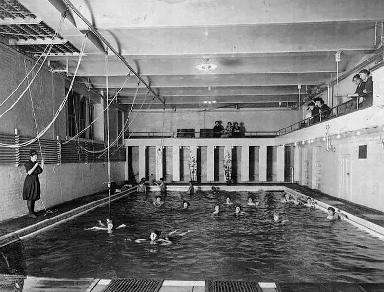 Among the changes during Carroll’s tenure leading the YWCA: elimination of “money drains” like the swimming pool, shown here in an early Y photo. - PHOTO PROVIDED