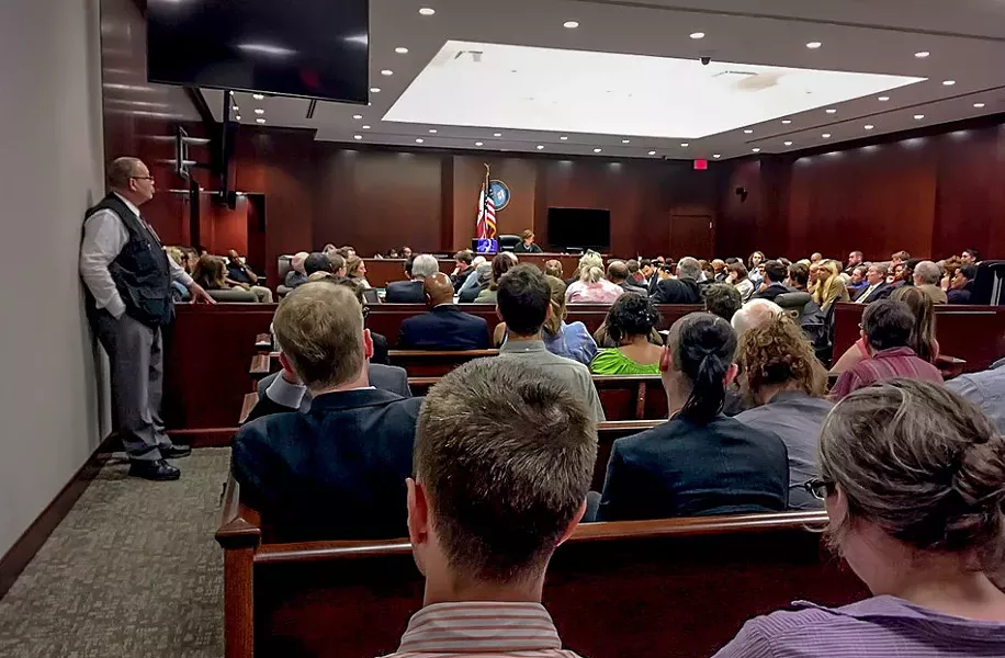 Dozens of J20 defendants and their supporters pack into DC Superior Court for a preliminary hearing on June 9, 2017. - PHOTO BY GEORGE JOSEPH