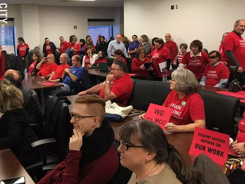 MCC faculty met before taking their concerns about President Anne Kress' leadership to the Board of Trustees. - PHOTO BY TIM LOUIS MACALUSO