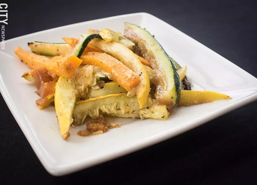 Roasted zucchini and butternut squash at Caribbean Heritage Restaurant. - PHOTO BY JACOB WALSH