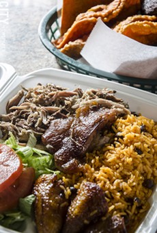 Mi Viejo San Juan serves its dishes in a similar fashion as other Puerto Rican restaurants in Rochester: a choice of protein, including pernil, chicken, beef, and steak, comes with a base of rice and stewed beans. The restaurant also makes a selection of empanadas and other fried goods.
