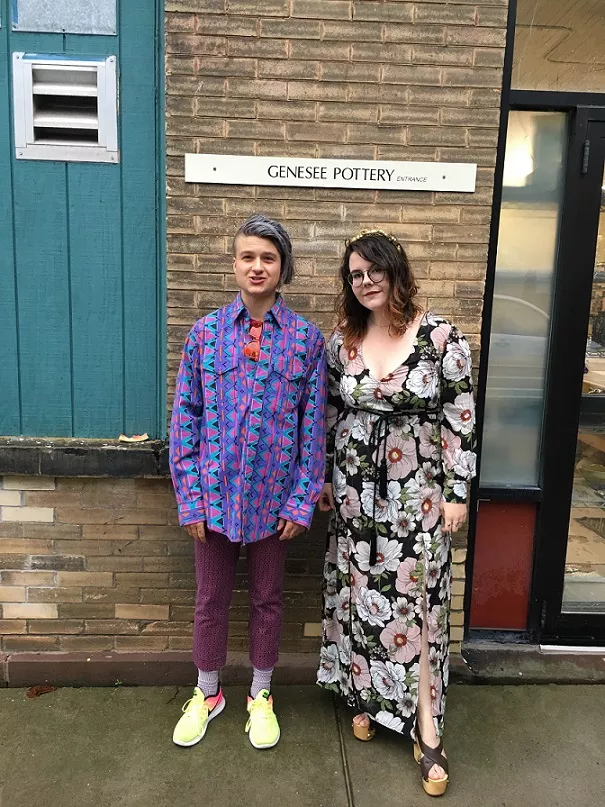 Marval A. Rex with fellow ceramics artist in residence Ryana Lawson at Flower City Arts Center. - PHOTO PROVIDED