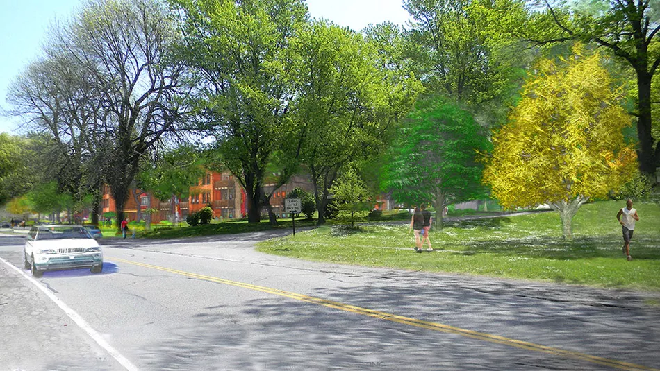 Architect’s rendering of a proposed new Cobbs Hill Village building on Norris Drive in southeast Rochester. - ARTWORK PROVIDED