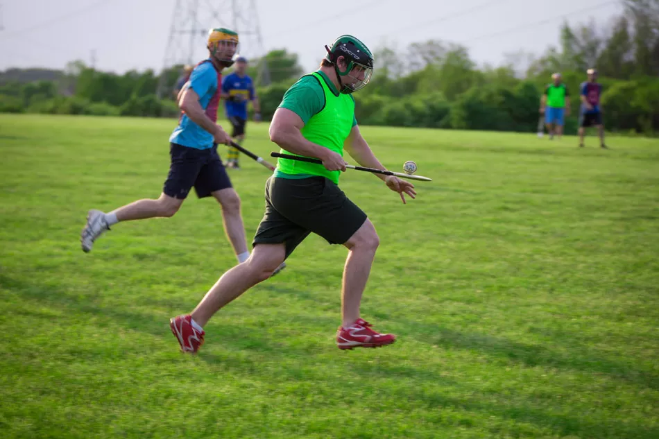 Hurling players bounce or balance the sliotar on the hurley's face as they run. - PHOTO BY DAVE DEVER AT REVELPIX.COM