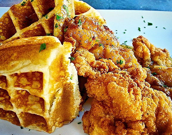 Chicken and waffles from Arcade Midtown Kitchen - ROMEJARHEAD/INSTAGRAM
