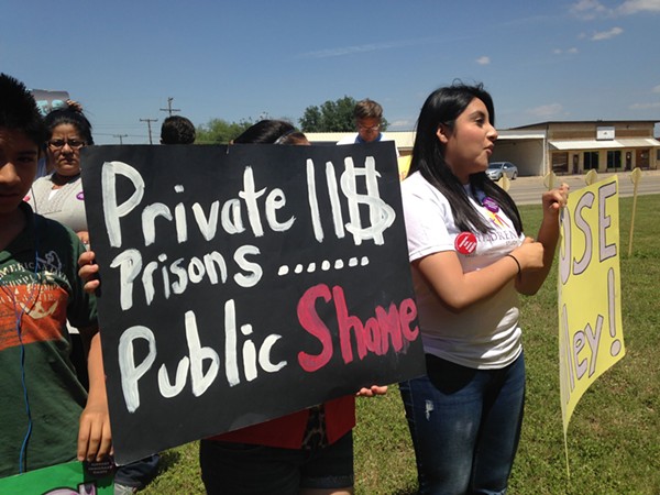 A protest against immigrant detention was held in Dilley, Texas, on Saturday. - COURTESY