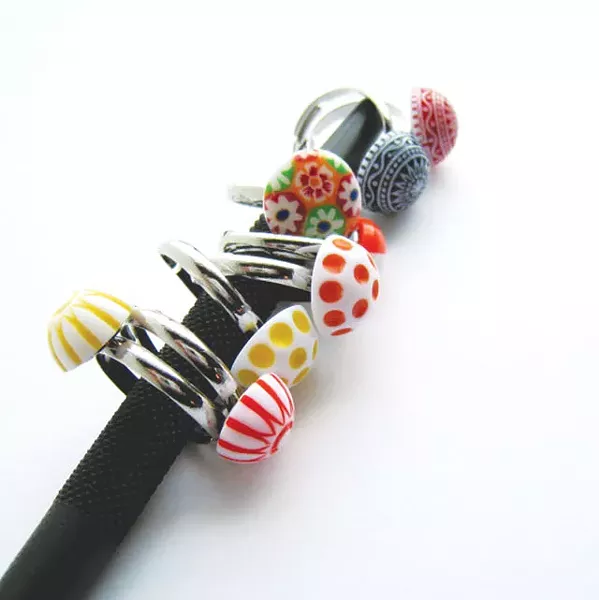 An assortment of handmade rings from ChickRocks.