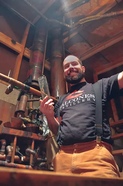 Chip Tate and his hand built condenser. - PHOTO BY SCOTT ANDREWS