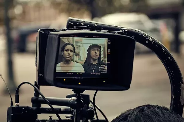 Director Ya’Ke Smith and his wife Mikala Gibson on the set of Dawn. - COURTESY