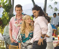 Jason Segel (left) wishes Russell Brand (right) didn’t want to “do something” to his ex-girlfriend, Kristen Bell (center).