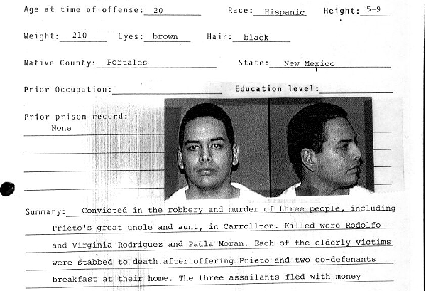 Arnold Prieto, 41, will be executed in Huntsville tonight for a triple slaying. - TEXAS DEPARTMENT OF CRIMINAL JUSTICE